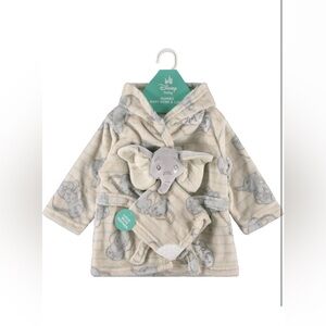 Disney Cream and Gray Elephant Baby Robe Set